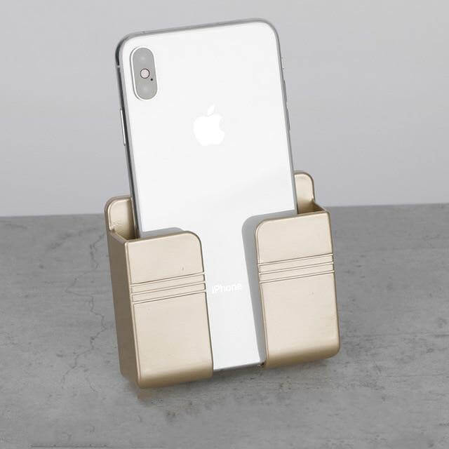 Wall Phone Holder Drill-Free Adhesive Mount With Charging Access