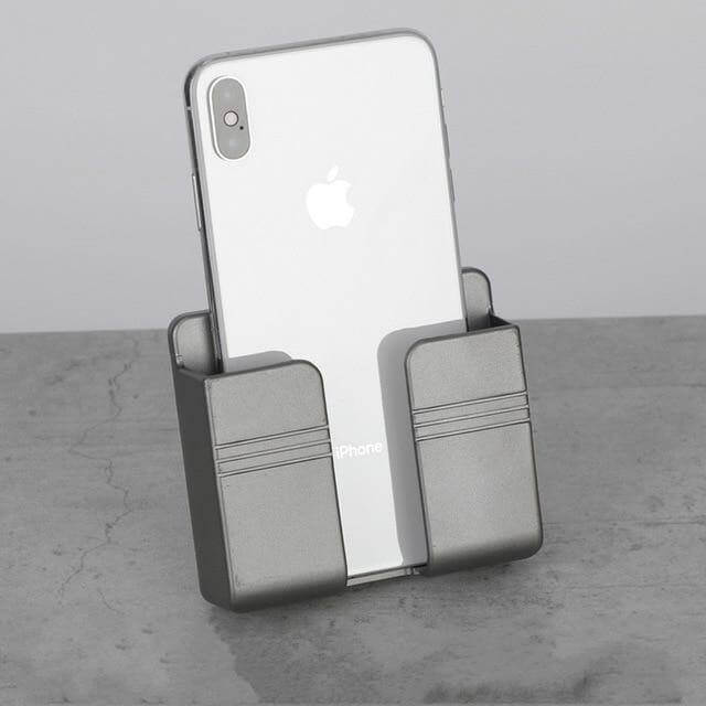 Wall Phone Holder Drill-Free Adhesive Mount With Charging Access