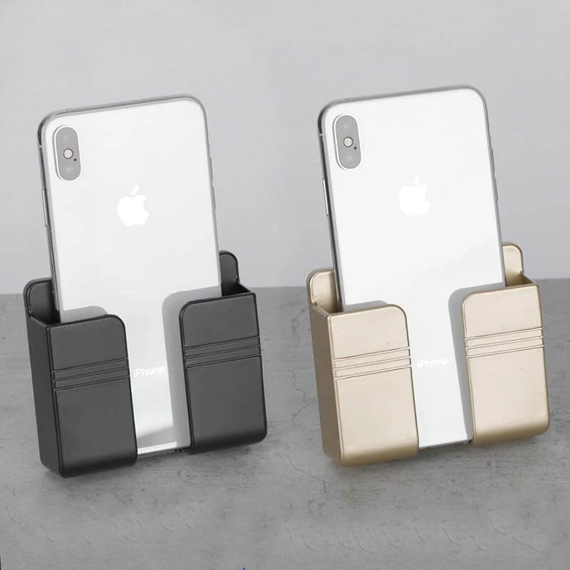 Wall Phone Holder Drill-Free Adhesive Mount With Charging Access