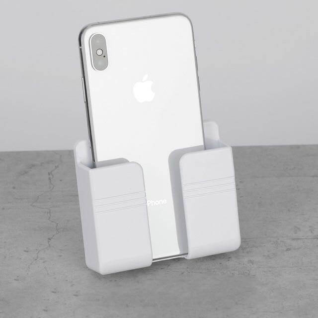 Wall Phone Holder Drill-Free Adhesive Mount With Charging Access