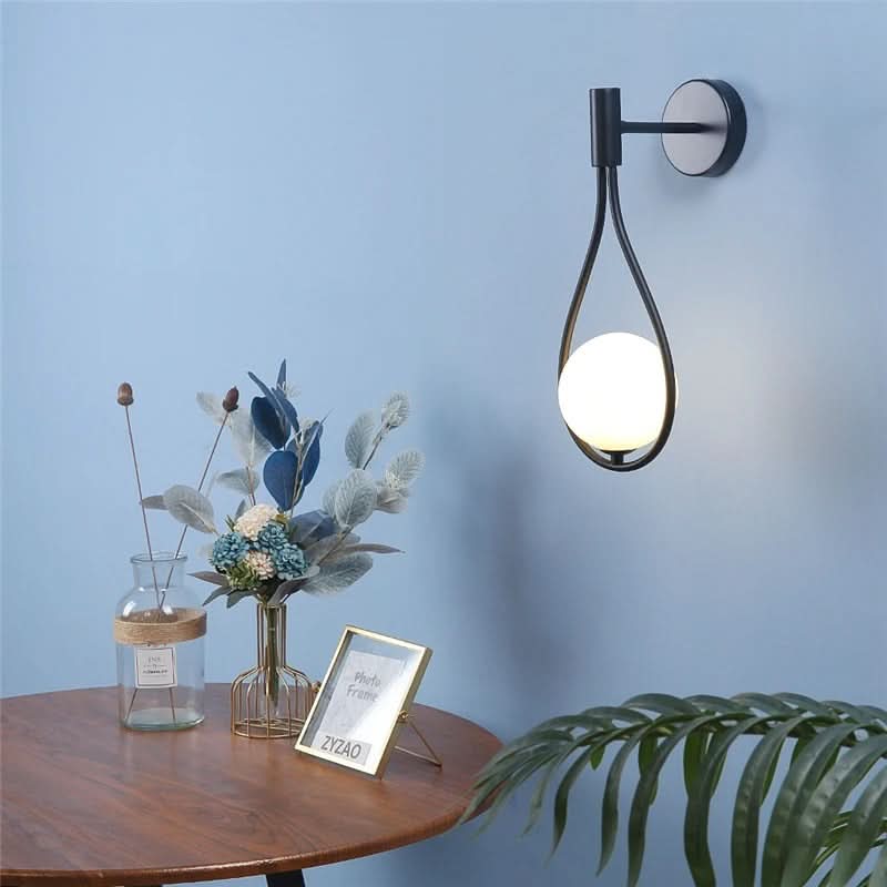 Wall Sconce Glass Globe Diffused Light Metal Housing
