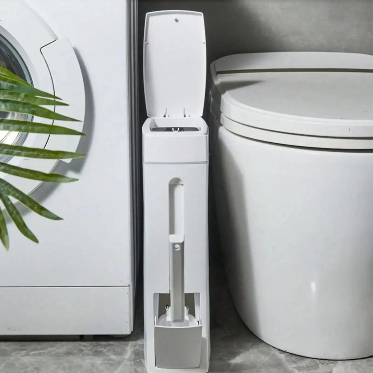 Waste Bin & Toilet Brush Set 4.5L Slim Profile
