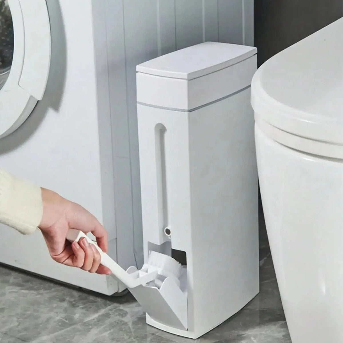 Waste Bin & Toilet Brush Set 4.5L Slim Profile