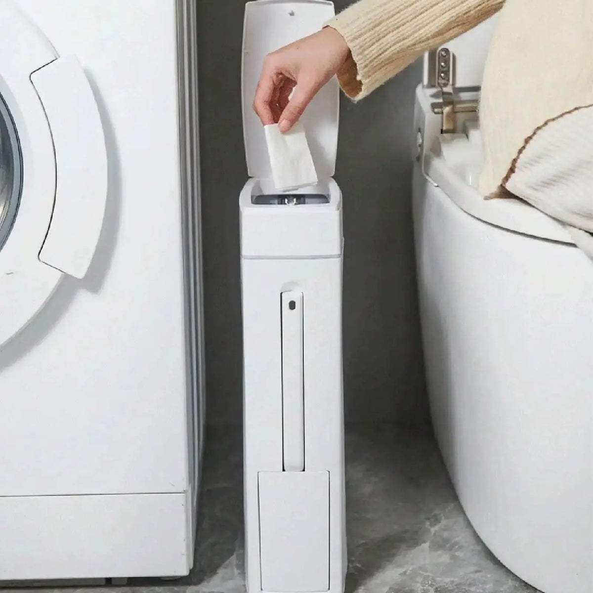 Waste Bin & Toilet Brush Set 4.5L Slim Profile