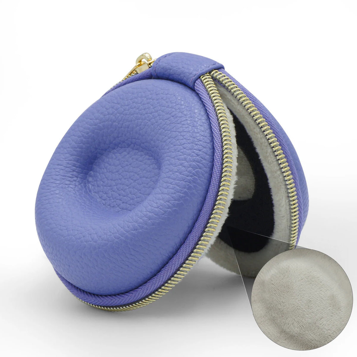 Watch Travel Case Pebbled Leather Velvet Lining Cushioned Pillow