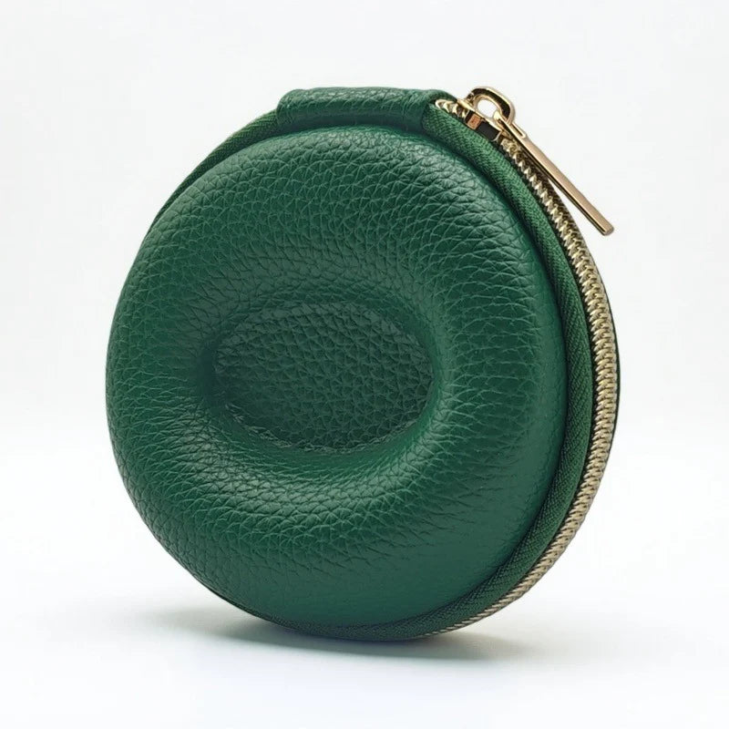 Watch Travel Case Pebbled Leather Velvet Lining Cushioned Pillow