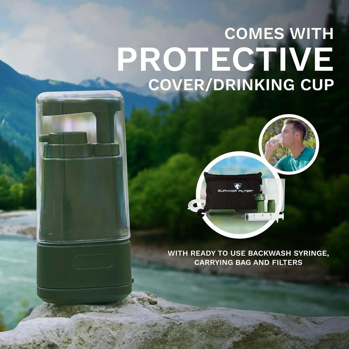 Water Purifier 3-Stage Filtration Manual Hand Pump