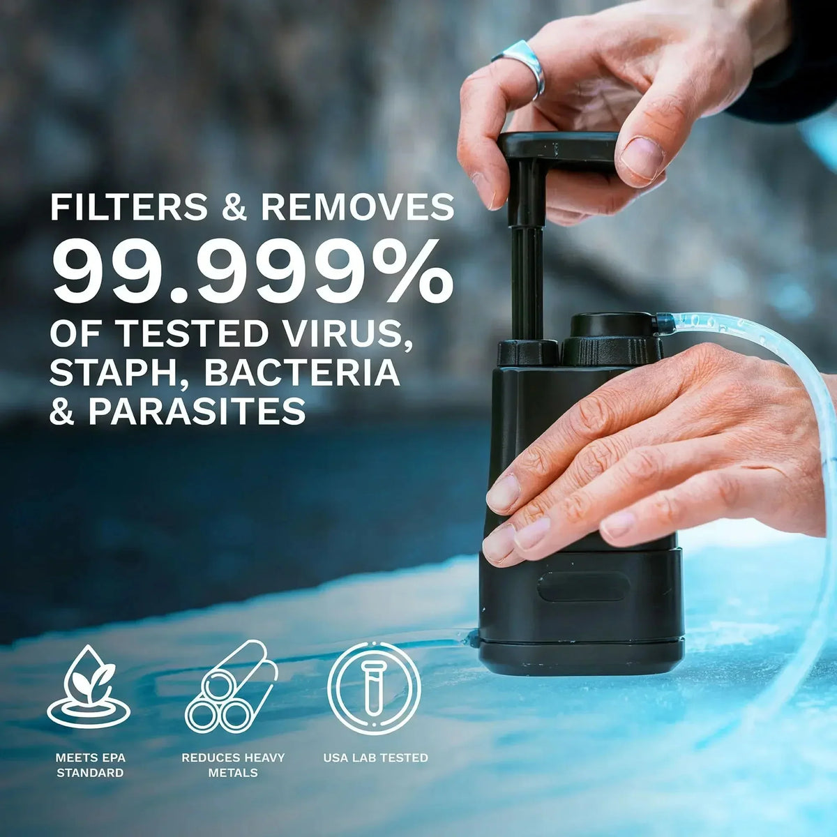 Water Purifier 3-Stage Filtration Manual Hand Pump