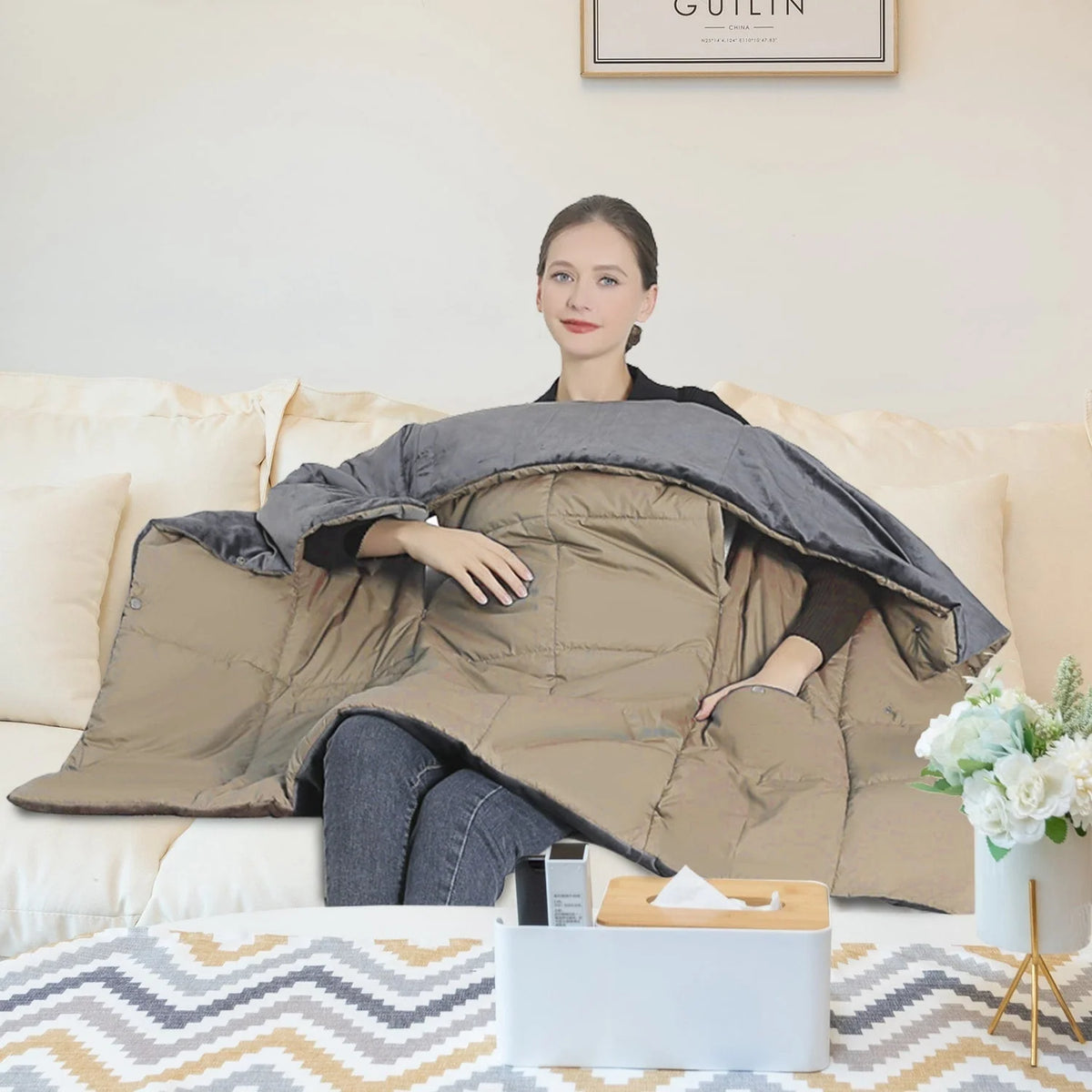 Wearable Blanket Heated USB-Powered Six Heating Zones