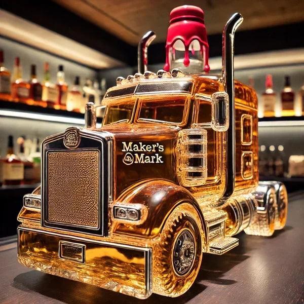 Whiskey Decanter Glass Semi-Truck Design 13 Oz Capacity