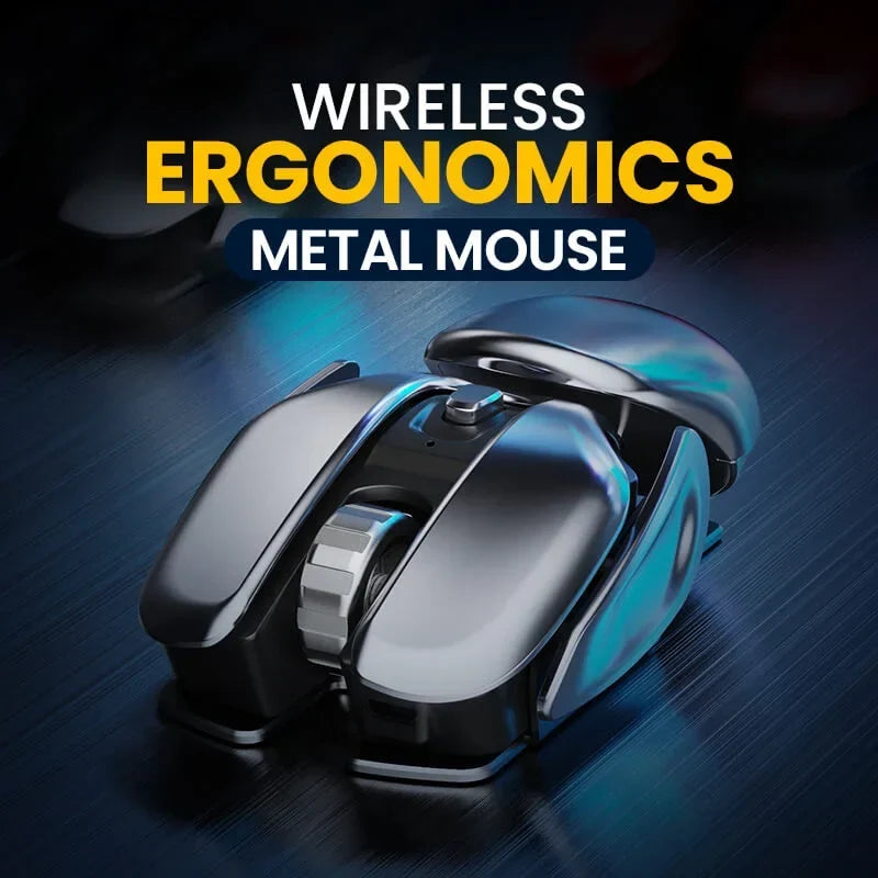 Wireless Mouse Rechargeable Metal Body Quiet Clicks Adjustable DPI