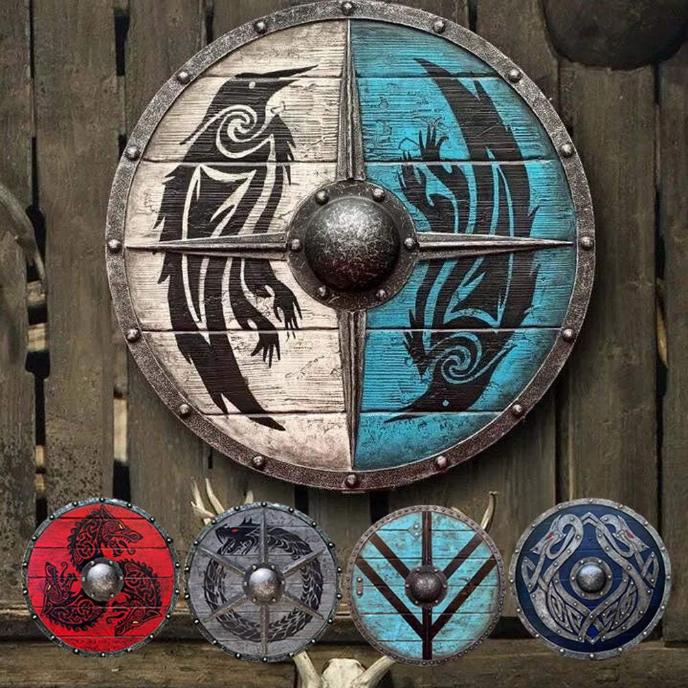 Wooden Shield 12-Inch Battleworn Finish for Wall Display
