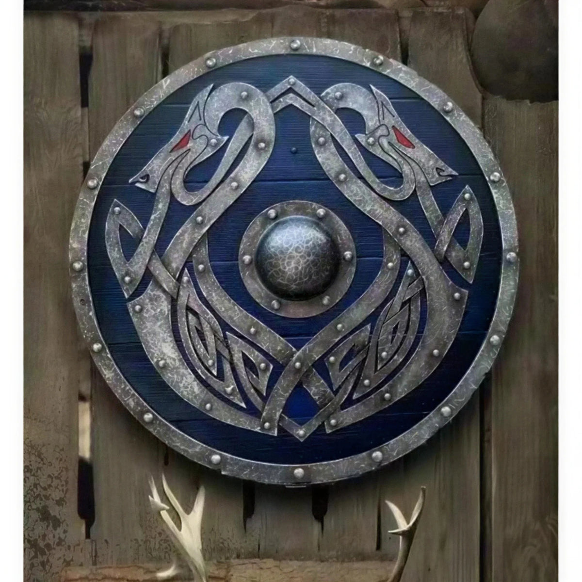 Wooden Shield 12-Inch Battleworn Finish for Wall Display