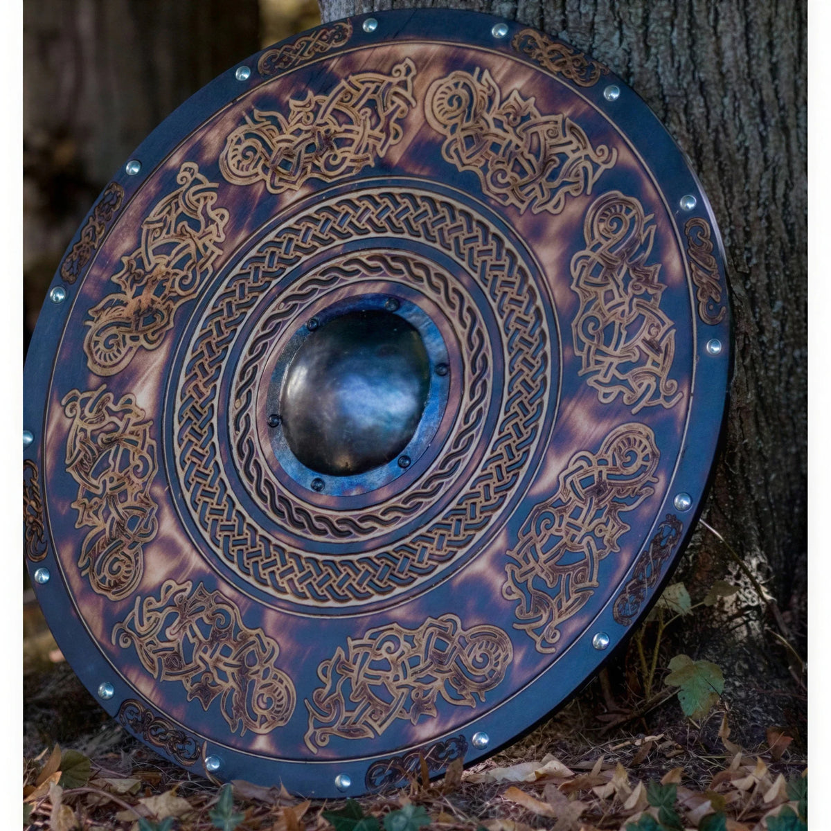 Wooden Shield 12-Inch Battleworn Finish for Wall Display