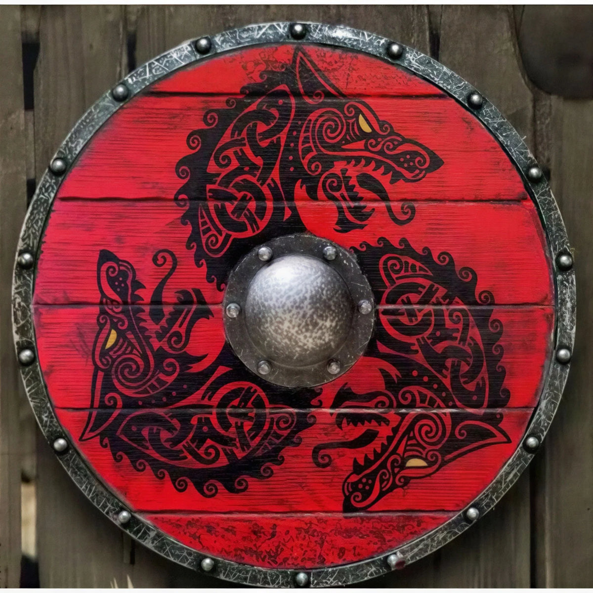Wooden Shield 12-Inch Battleworn Finish for Wall Display