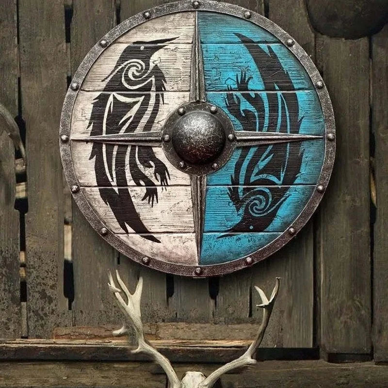 Wooden Shield 12-Inch Battleworn Finish for Wall Display