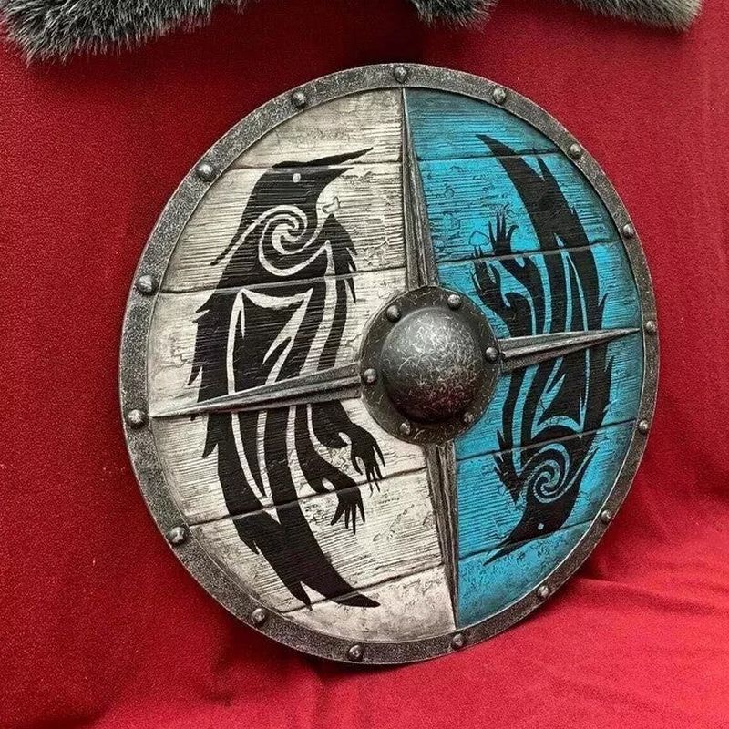 Wooden Shield 12-Inch Battleworn Finish for Wall Display
