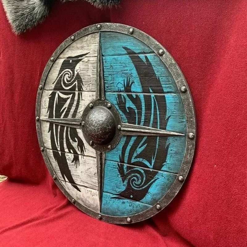 Wooden Shield 12-Inch Battleworn Finish for Wall Display