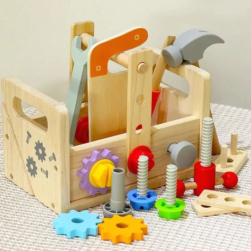 Wooden Toy Toolbox Montessori-Inspired Creative Building Play