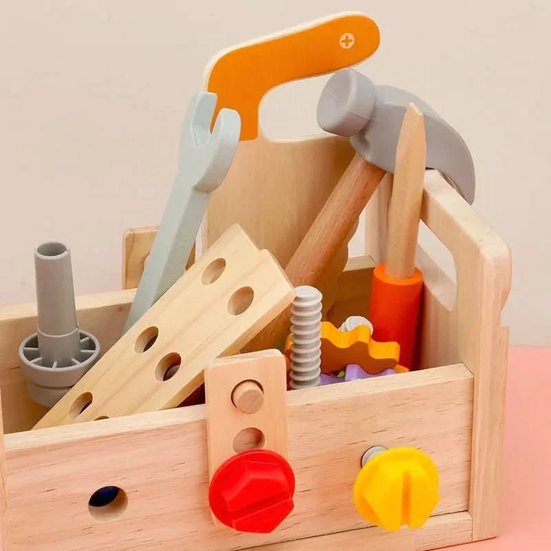Wooden Toy Toolbox Montessori-Inspired Creative Building Play