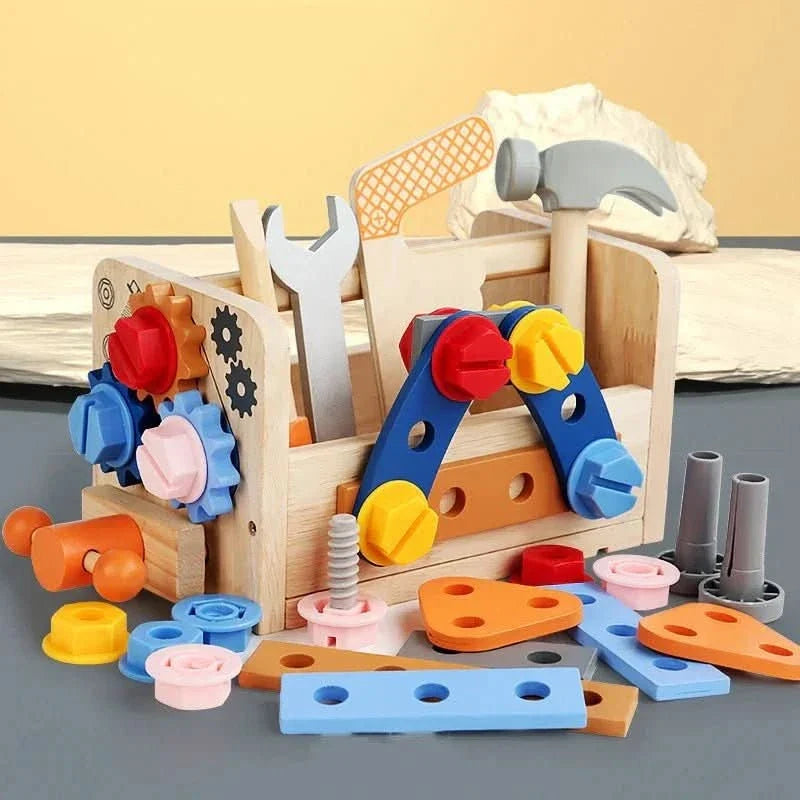 Wooden Toy Toolbox Montessori-Inspired Creative Building Play
