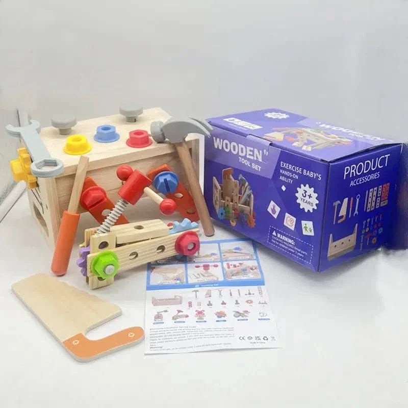 Wooden Toy Toolbox Montessori-Inspired Creative Building Play