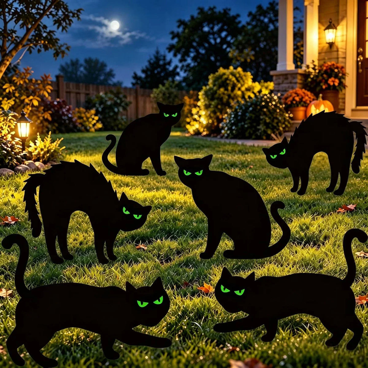 Yard Sign Set Glow-in-the-Dark Eyes Weather-Resistant Set of 6