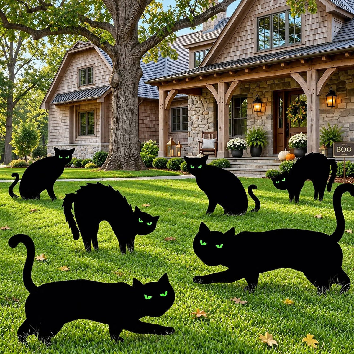 Yard Sign Set Glow-in-the-Dark Eyes Weather-Resistant Set of 6