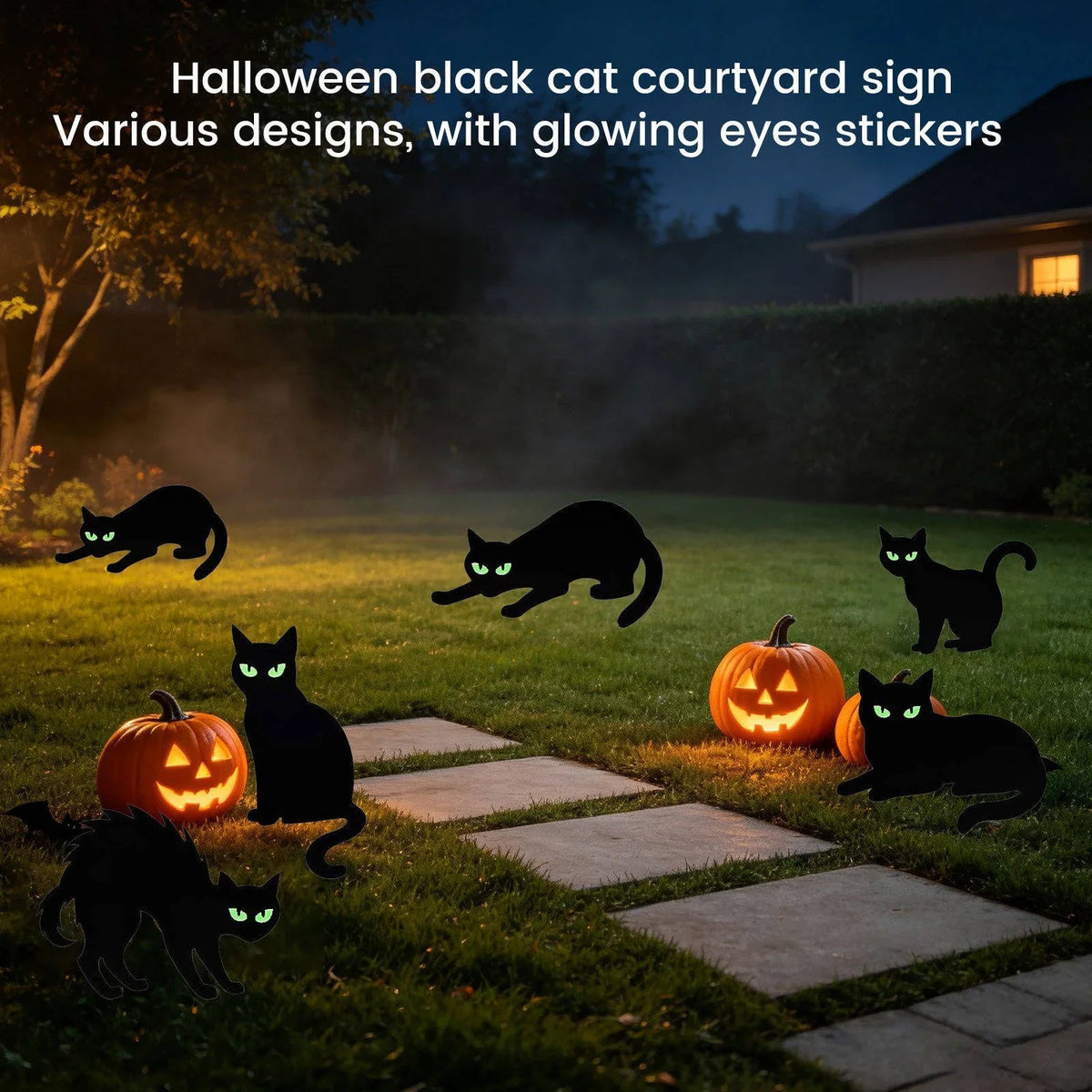 Yard Sign Set Glow-in-the-Dark Eyes Weather-Resistant Set of 6