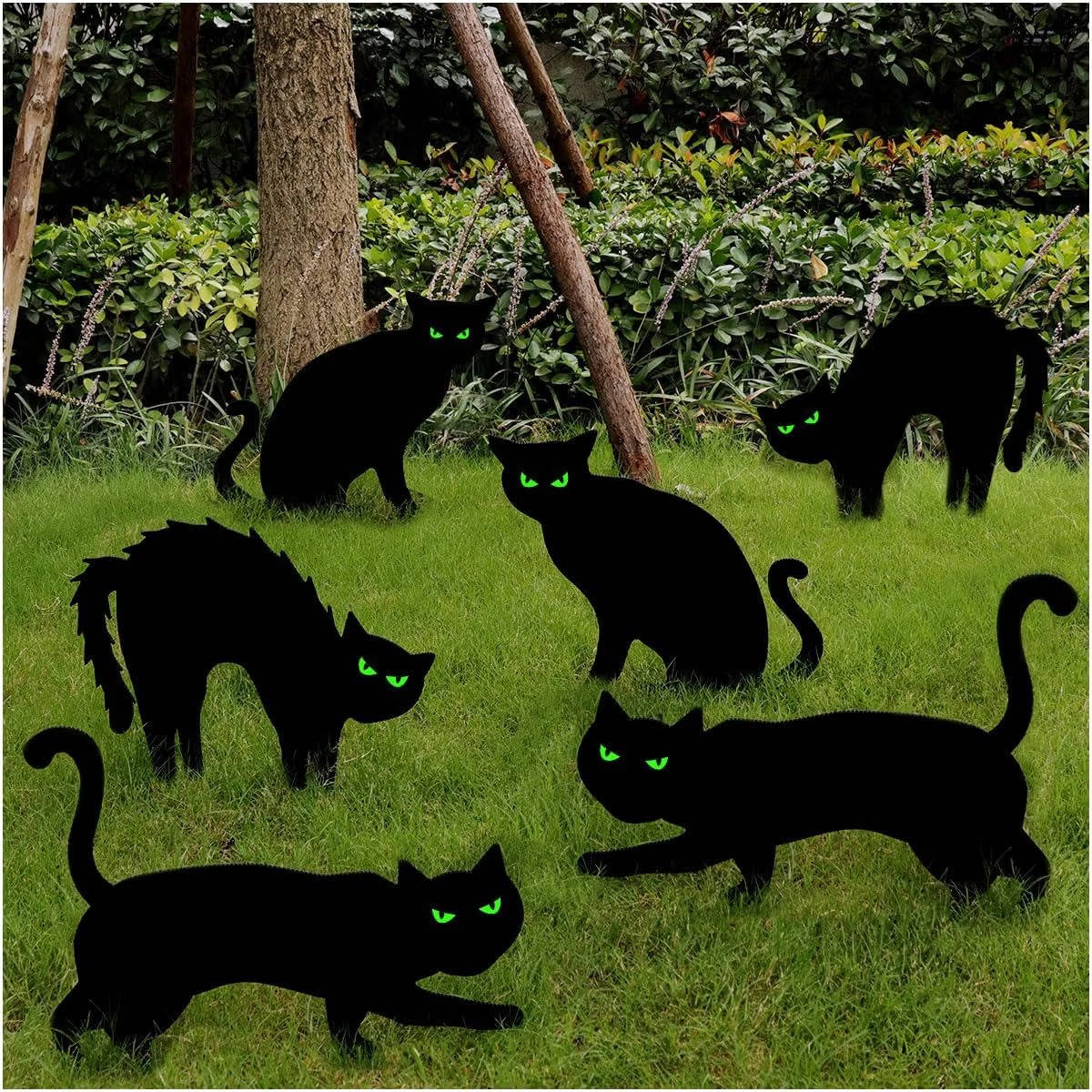 Yard Sign Set Glow-in-the-Dark Eyes Weather-Resistant Set of 6