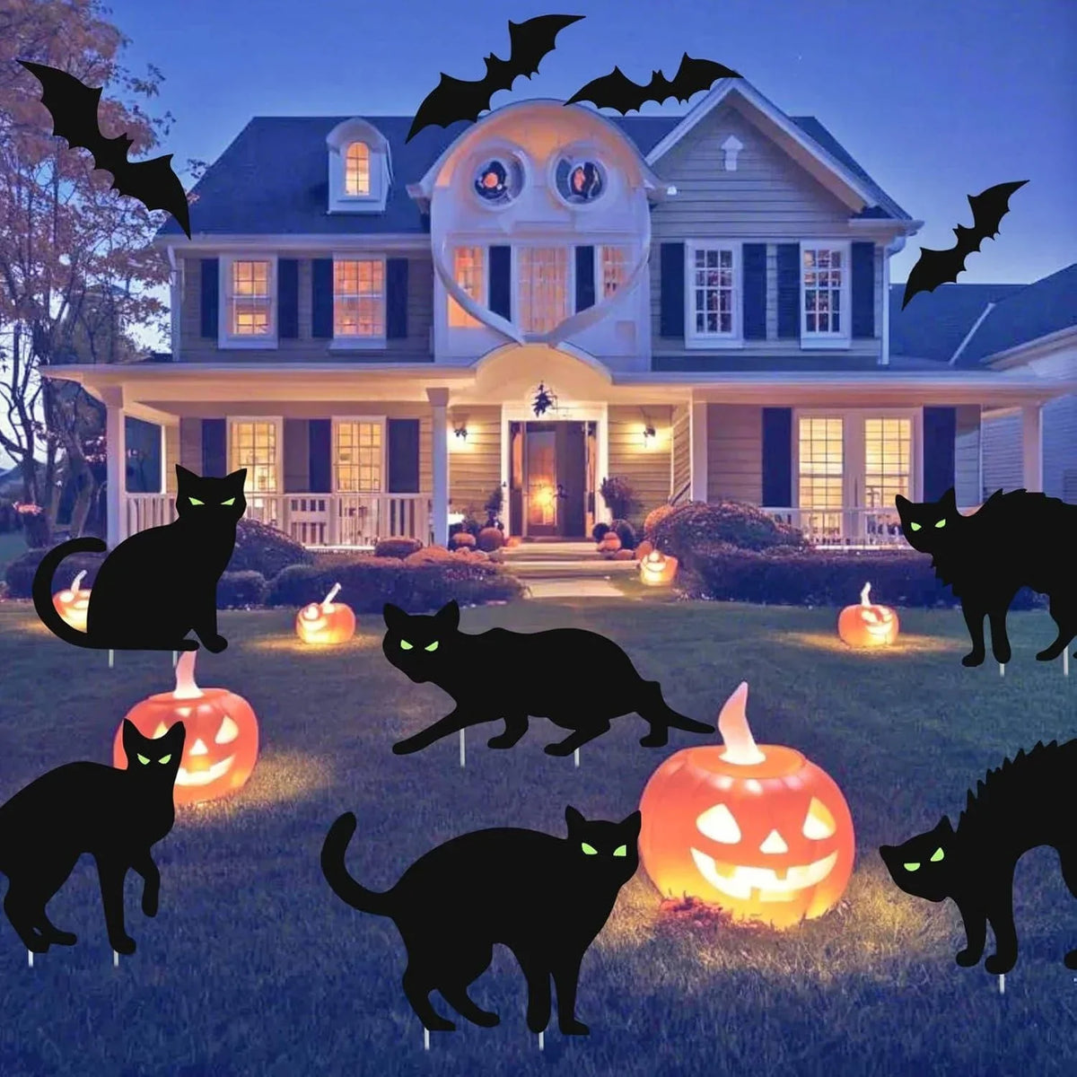 Yard Sign Set Glow-in-the-Dark Eyes Weather-Resistant Set of 6