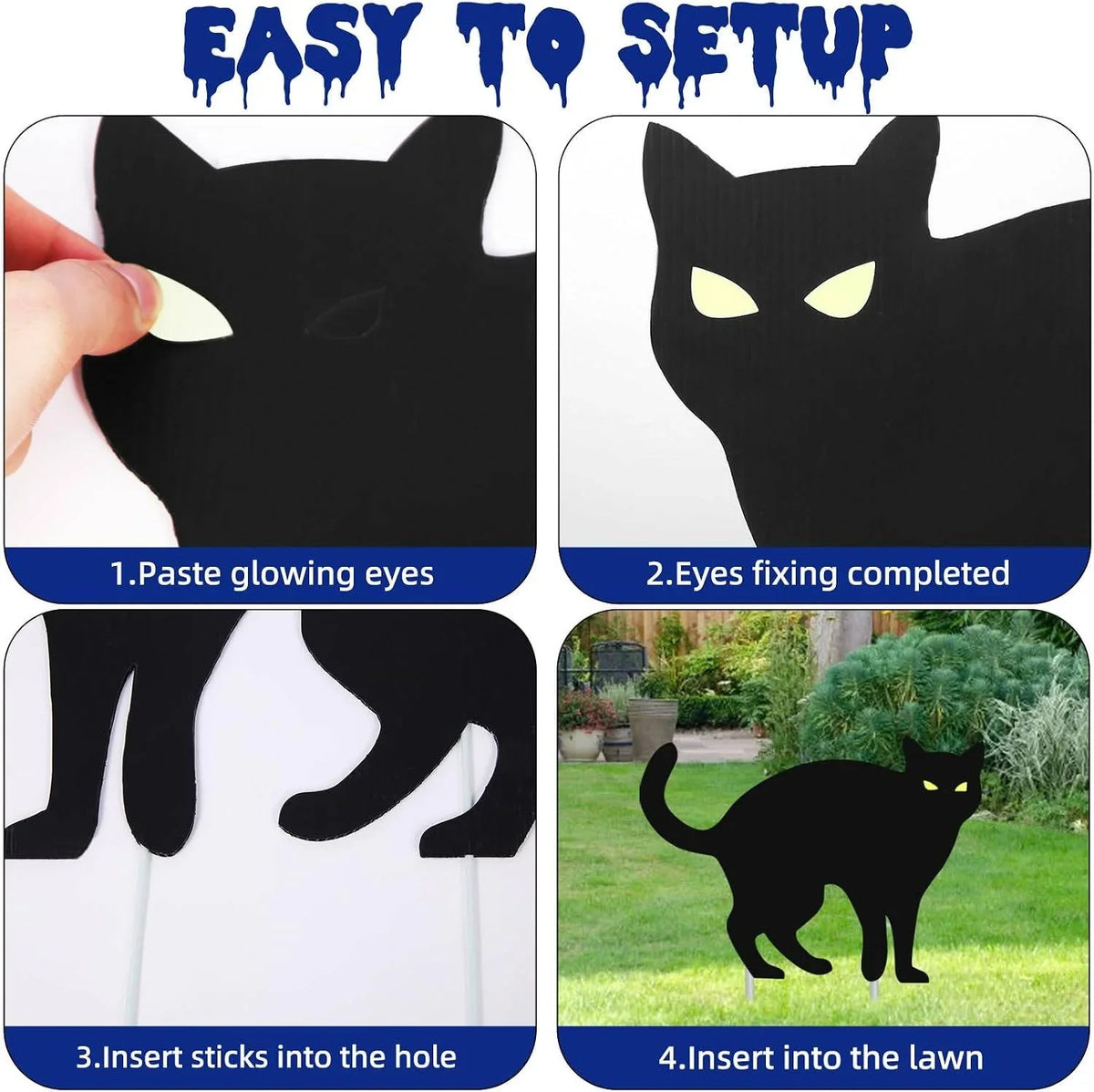 Yard Sign Set Glow-in-the-Dark Eyes Weather-Resistant Set of 6