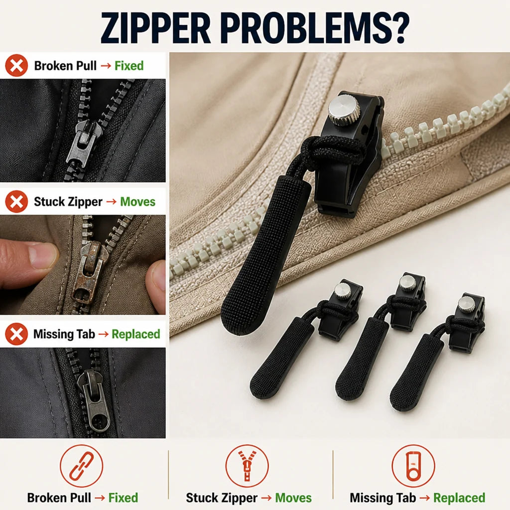 Zipper Repair Kit Tool-Free Installation Set of 15
