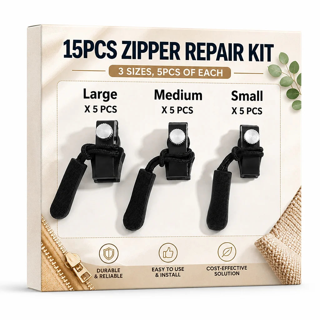 Zipper Repair Kit Tool-Free Installation Set of 15